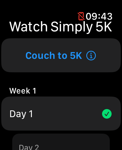 Watch Simply 5K App showing how to select run day