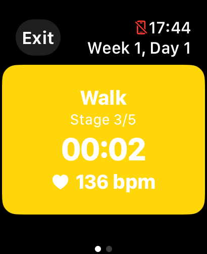 Watch Simply 5K App showing walk status